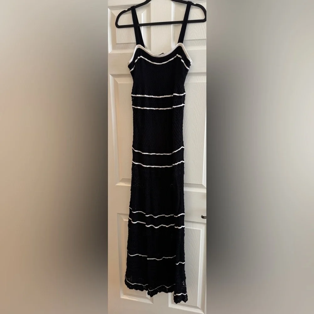 Abercrombie and Fitch Crochet Style Maxi Dress Black and White Medium